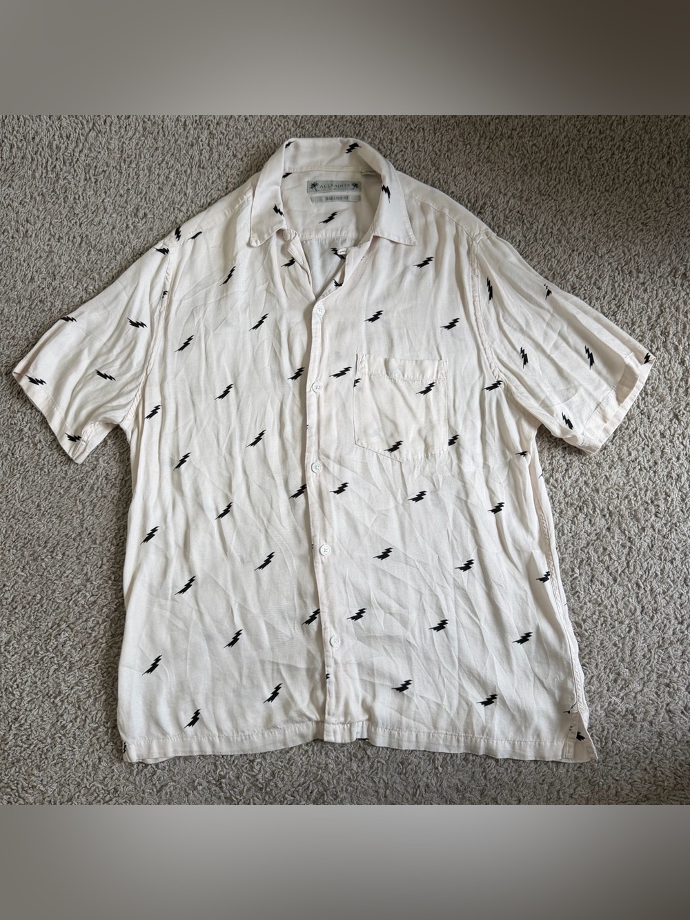 All Saints Lightning Viscose Short Sleeve Button Down Shirt